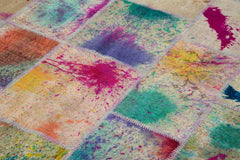 Handmade Area Rug | Grey Patchwork Cotton Wool Vintage Turkish Carpet 6'9"x10'0"