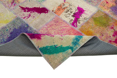 Handmade Area Rug | Grey Patchwork Cotton Wool Vintage Turkish Carpet 6'9"x10'0"