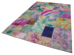 Kirk Yama Grey Patchwork Cotton Wool Handmade Area Rug 6'5'' x 9'10''