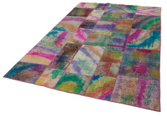 Handmade Area Rug - Grey Patchwork Carpet, Durable Wool Cotton Floor Covering 6'5"x9'10"