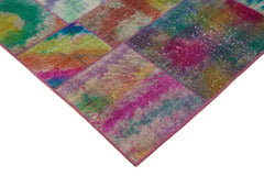 Handmade Area Rug - Grey Patchwork Carpet, Durable Wool Cotton Floor Covering 6'5"x9'10"