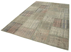 Kirk Yama Grey Patchwork Cotton Wool Handmade Area Rug 6'6'' x 9'11''