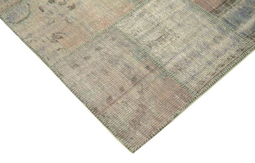 Kirk Yama Grey Patchwork Cotton Wool Handmade Area Rug 6'6'' x 9'11''