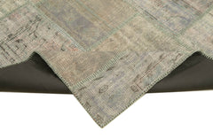 Kirk Yama Grey Patchwork Cotton Wool Handmade Area Rug 6'6'' x 9'11''