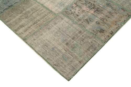 Kirk Yama Grey Patchwork Cotton Wool Handmade Area Rug 6'7'' x 9'11''