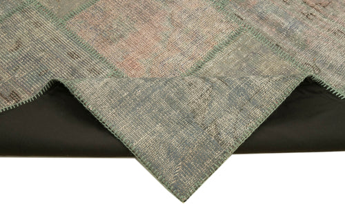 Kirk Yama Grey Patchwork Cotton Wool Handmade Area Rug 6'7'' x 9'11''