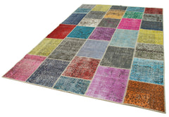 Kirk Yama Grey Patchwork Cotton Wool Handmade Area Rug 6'9'' x 9'10''