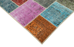 Kirk Yama Grey Patchwork Cotton Wool Handmade Area Rug 6'9'' x 9'10''