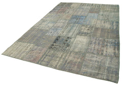 Handmade Area Rug – Turkish Patchwork Grey Wool Cotton Carpet 6'8"x10' by Agacan