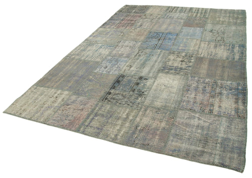 Handmade Area Rug – Turkish Patchwork Grey Wool Cotton Carpet 6'8"x10' by Agacan
