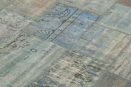 Handmade Area Rug – Turkish Patchwork Grey Wool Cotton Carpet 6'8"x10' by Agacan