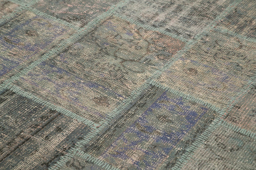 Kirk Yama Grey Patchwork Cotton Wool Handmade Area Rug 6'9'' x 9'11''