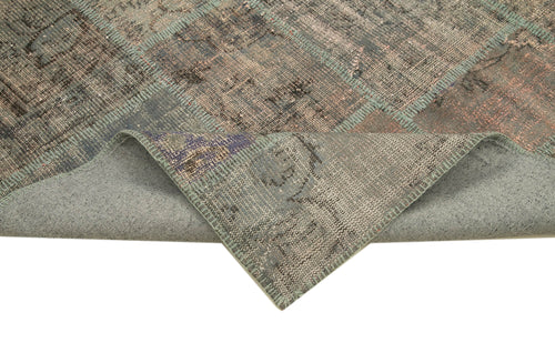 Kirk Yama Grey Patchwork Cotton Wool Handmade Area Rug 6'9'' x 9'11''