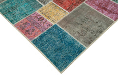 Handmade Area Rug - Kirk Yama Grey Patchwork Cotton Wool Carpet 6'8''x9'10''