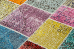 Handmade Area Rug - Kirk Yama Grey Patchwork Cotton Wool Carpet 6'8''x9'10''