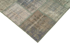 Handmade Area Rug - Kirk Yama Grey Patchwork Cotton Wool Carpet 6'6''x9'9''