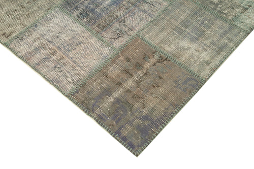 Handmade Area Rug - Kirk Yama Grey Patchwork Cotton Wool Carpet 6'6''x9'9''
