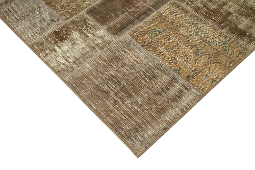 Kirk Yama Brown Patchwork Cotton Wool Handmade Area Rug 6'6'' x 9'10''