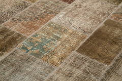Kirk Yama Brown Patchwork Cotton Wool Handmade Area Rug 6'6'' x 9'10''