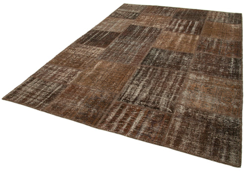 Kirk Yama Brown Patchwork Cotton Wool Handmade Area Rug 6'11'' x 9'10''