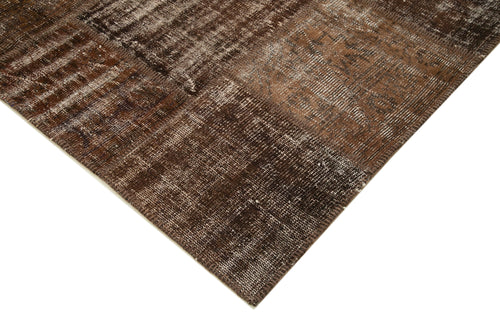 Kirk Yama Brown Patchwork Cotton Wool Handmade Area Rug 6'11'' x 9'10''