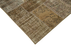 Kirk Yama Brown Patchwork Cotton Wool Handmade Area Rug 6'6'' x 9'10''