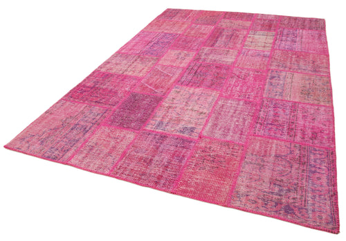 Kirk Yama Pink Patchwork Cotton Wool Handmade Area Rug 6'9'' x 9'11''