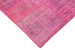 Kirk Yama Pink Patchwork Cotton Wool Handmade Area Rug 6'9'' x 9'11''