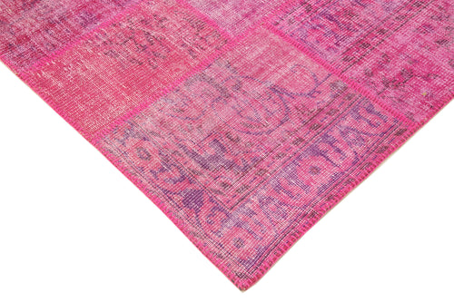 Kirk Yama Pink Patchwork Cotton Wool Handmade Area Rug 6'9'' x 9'11''