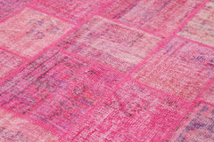 Kirk Yama Pink Patchwork Cotton Wool Handmade Area Rug 6'9'' x 9'11''