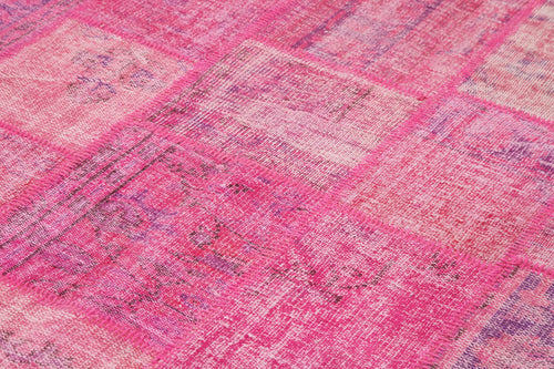 Kirk Yama Pink Patchwork Cotton Wool Handmade Area Rug 6'9'' x 9'11''