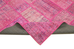Kirk Yama Pink Patchwork Cotton Wool Handmade Area Rug 6'9'' x 9'11''