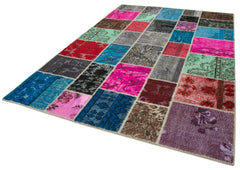 Handmade Area Rug | Kirk Yama Blue Patchwork Cotton Wool Carpet 6'9''x10'