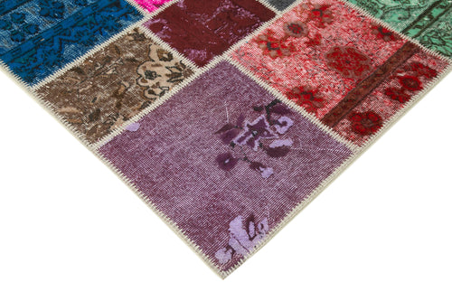 Handmade Area Rug | Kirk Yama Blue Patchwork Cotton Wool Carpet 6'9''x10'