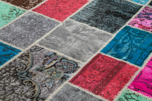 Handmade Area Rug | Kirk Yama Blue Patchwork Cotton Wool Carpet 6'9''x10'