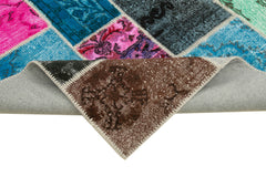 Handmade Area Rug | Kirk Yama Blue Patchwork Cotton Wool Carpet 6'9''x10'