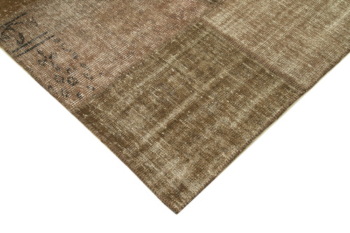Kirk Yama Brown Patchwork Cotton Wool Handmade Area Rug 6'7'' x 9'9''