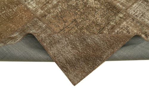 Kirk Yama Brown Patchwork Cotton Wool Handmade Area Rug 6'7'' x 9'9''
