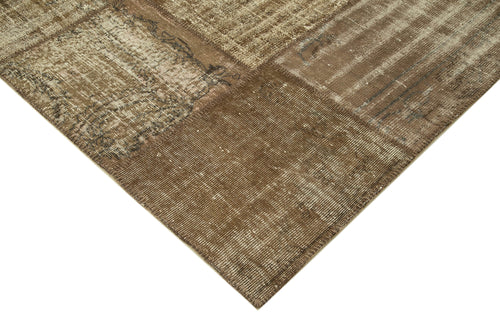 Kirk Yama Brown Patchwork Cotton Wool Handmade Area Rug 6'5'' x 9'11''