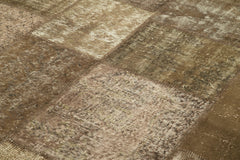 Kirk Yama Brown Patchwork Cotton Wool Handmade Area Rug 6'5'' x 9'11''