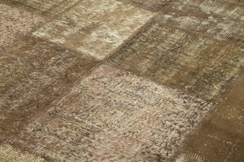 Kirk Yama Brown Patchwork Cotton Wool Handmade Area Rug 6'5'' x 9'11''