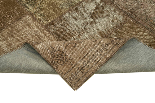 Kirk Yama Brown Patchwork Cotton Wool Handmade Area Rug 6'5'' x 9'11''