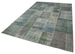 Kirk Yama Grey Patchwork Cotton Wool Handmade Area Rug 6'7'' x 9'10''