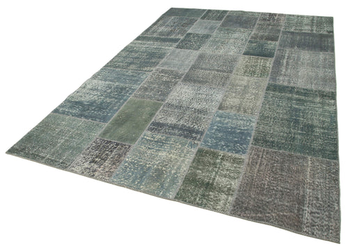 Kirk Yama Grey Patchwork Cotton Wool Handmade Area Rug 6'7'' x 9'10''