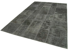 Kirk Yama Grey Patchwork Cotton Wool Handmade Area Rug 6'7'' x 9'10''