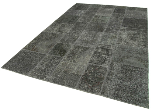 Kirk Yama Grey Patchwork Cotton Wool Handmade Area Rug 6'7'' x 9'10''