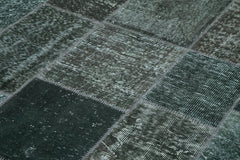 Handmade Area Rug - Kirk Yama Grey Patchwork Cotton Wool Carpet 6'7''x9'10''