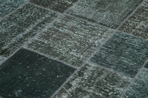 Handmade Area Rug - Kirk Yama Grey Patchwork Cotton Wool Carpet 6'7''x9'10''