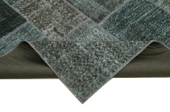 Handmade Area Rug - Kirk Yama Grey Patchwork Cotton Wool Carpet 6'7''x9'10''