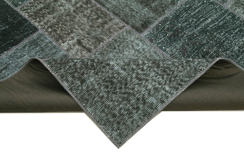 Handmade Area Rug - Kirk Yama Grey Patchwork Cotton Wool Carpet 6'7''x9'10''